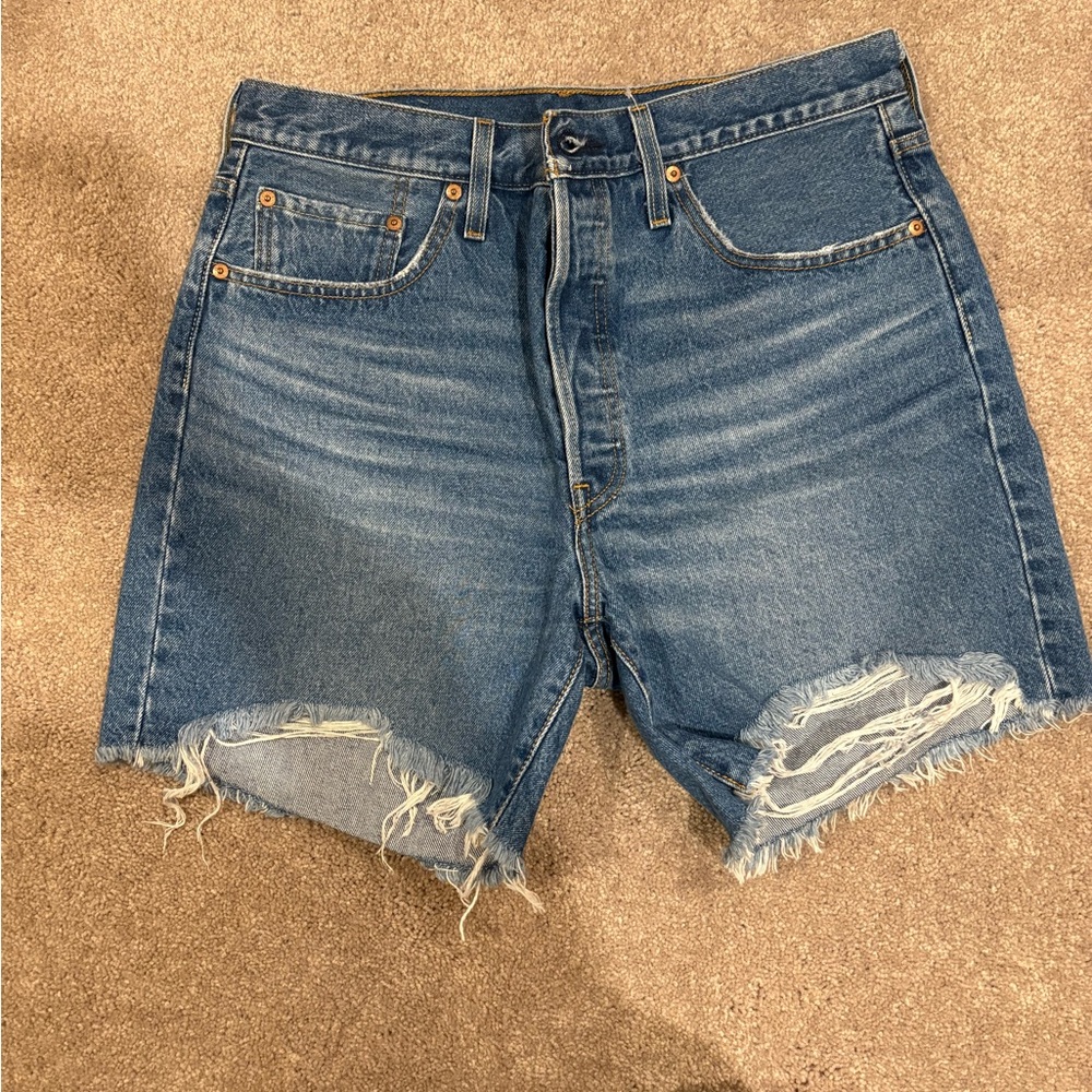 Levi's Classic Blue Ripped Jean Shorts
